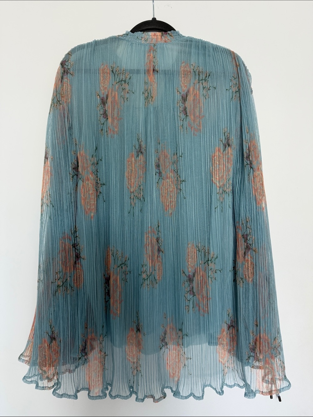 Free People Slate Blue and Pastel Orange Tunic Shirt - Picture 2 of 6